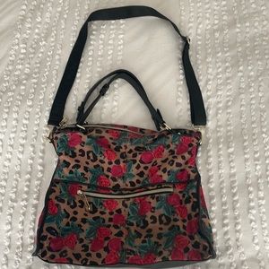 Betsy Johnson rose animal print bag